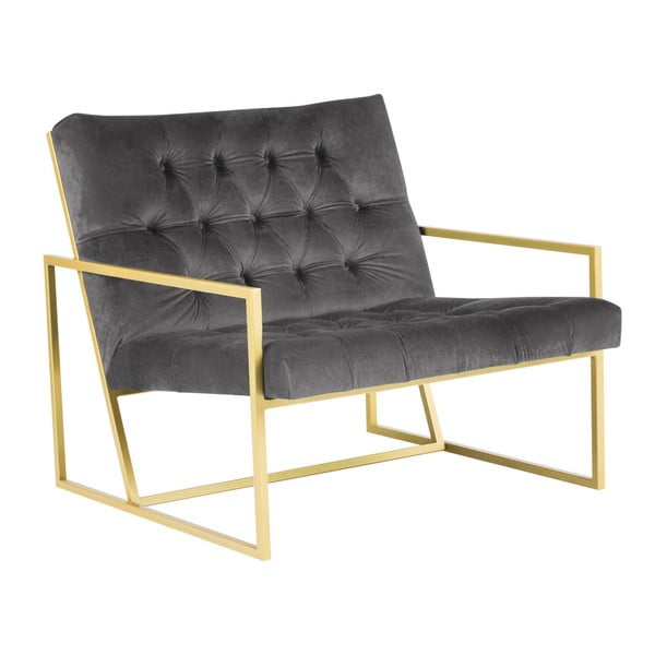 Bono szürke fotel aranyszínű konstrukcióval - Mazzini Sofas