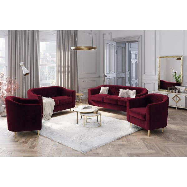 Corde piros bársony fotel - Kooko Home-image-1