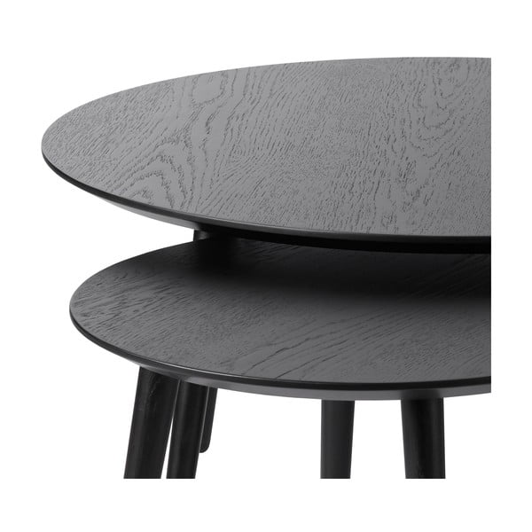 Fekete kerek dohányzóasztal szett  2 db-os ø 88 cm Adda – Unique Furniture-image-3