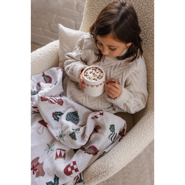 Fehér takaró karácsonyi mintával 130x160 cm Yule – Bloomingville-image-3