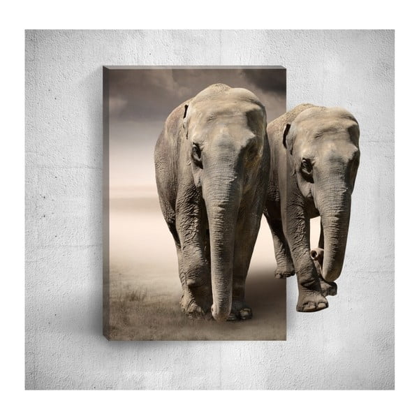 Two Elephants 3D fali kép, 40 x 60 cm - Mosticx