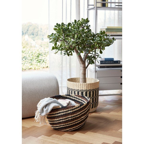 Natur 2 db-os barna-fekete kosár szett - Hübsch-image-1