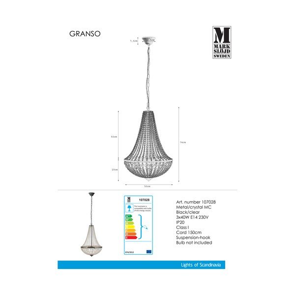 Granso fekete függőlámpa, ⌀ 50 cm - Markslöjd-image-2