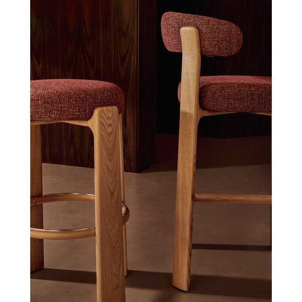 Terrakotta színű-sötét natúr színű kőrisfa bárszék (ülésmagasság 75 cm) Granite – Kave Home-image-4