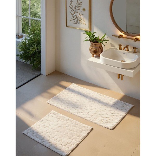 Krémszínű fürdőszobai kilépő szett 2 db-os 60x100 cm Rabbit – Foutastic-image-1