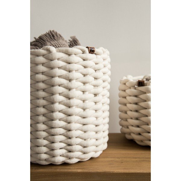 Textil tárolókosár ø 25x25 cm Peach Skin Round M – Bigso-image-2