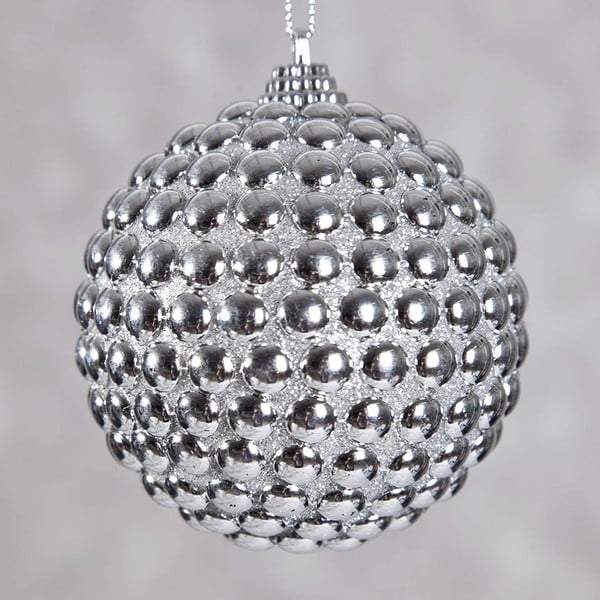 Shine 6 db ezüstszínű műanyag karácsonyfadísz - DecoKing