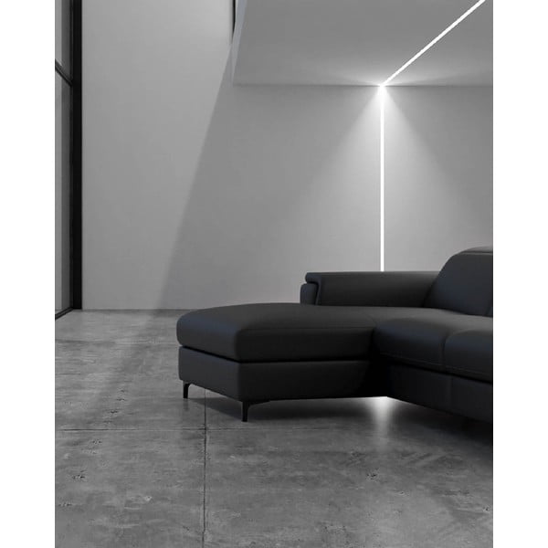 Sötétszürke bőr sarokkanapé (bal oldali) Brito – MESONICA-image-3