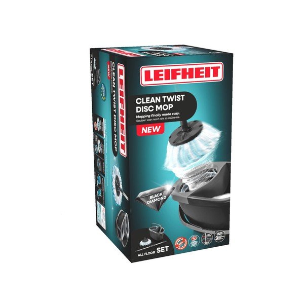 Forgó felmosó vödörrel Clean Twist Disc Mop Ergo Black – LEIFHEIT-image-2