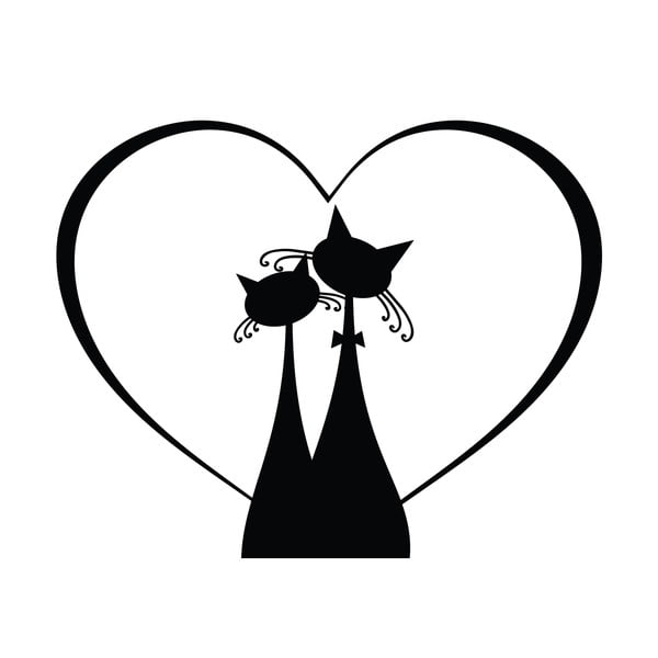 Cat Couple fekete villanykapcsoló matrica - Ambiance-image-2