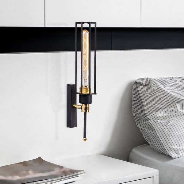 Fekete-aranyszínű fali lámpa ø 8 cm Fellini – Opviq lights-image-1