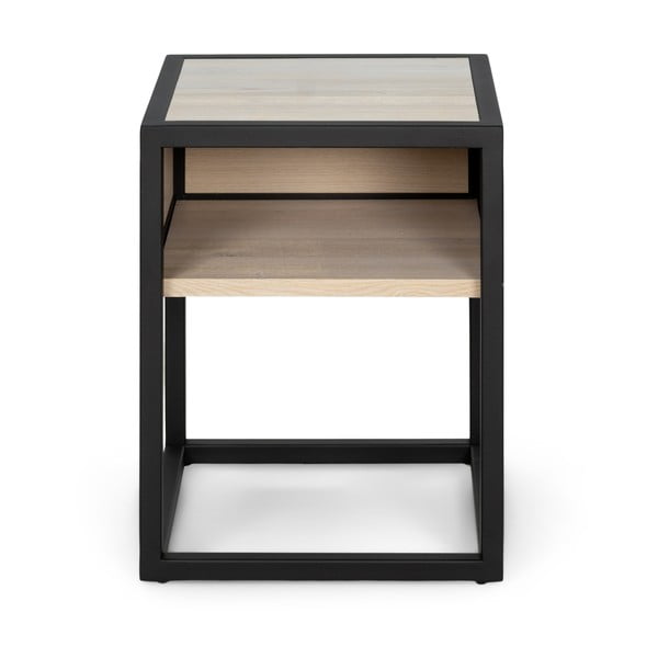 Fekete-natúr színű éjjeliszekrény tölgyfa asztallappal Diva – Spinder Design