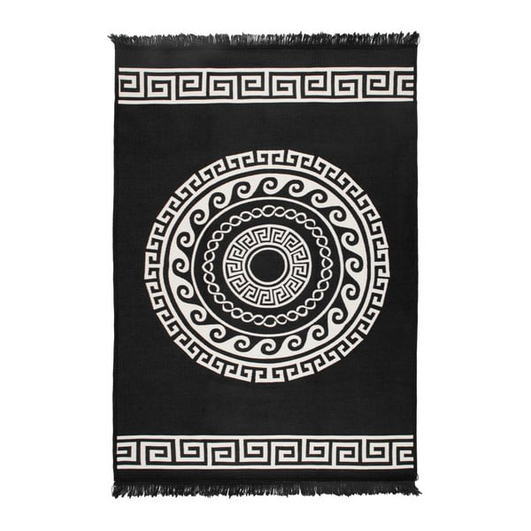 Mandala bézs-fekete kétoldalas szőnyeg, 140 x 215 cm