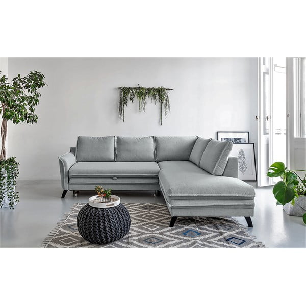 Charming Charlie L világosszürke kinyitható sarokkanapé, jobb oldali - Miuform-image-1