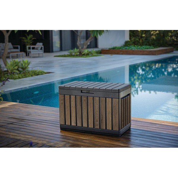 Sötétbarna műanyag kerti tárolódoboz Deco – Keter-image-1