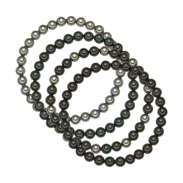 Beria négysoros gyöngy karkötő, szürkésfehér gyöngyök ⌀ 6 mm, hossza 19 cm - Perldesse