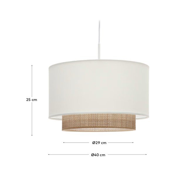 Fehér-natúr színű textil lámpabúra ø 40 cm Erna – Kave Home-image-4
