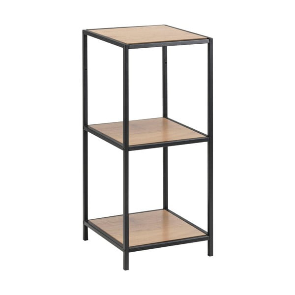 Fekete-natúr színű könyvespolc tölgyfa dekorral 37x83 cm Seaford – Actona-image-2