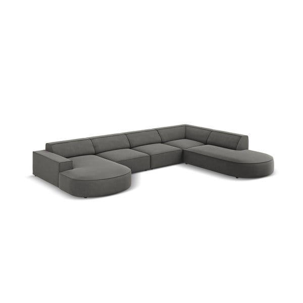 Szürke bársony sarokkanapé (jobb oldali) Jodie - Micadoni Home-image-4