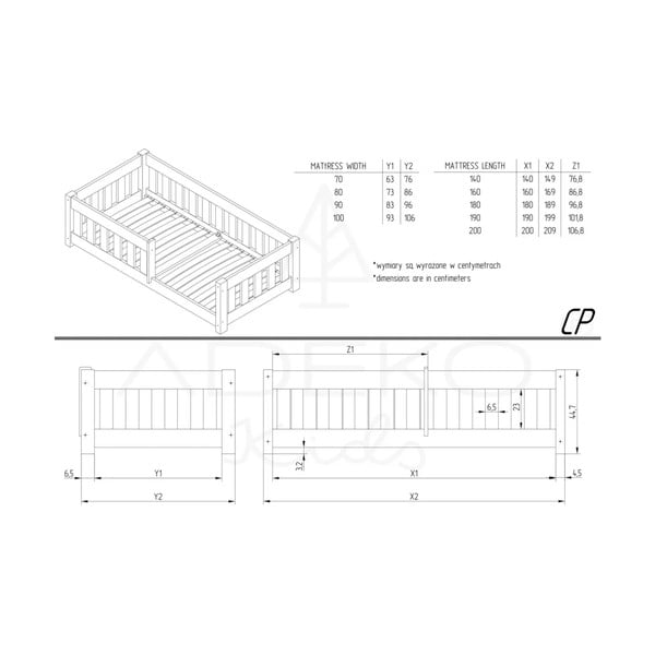 Natúr színű borovi fenyő gyerekágy 80x160 cm Mila CP – Adeko-image-4
