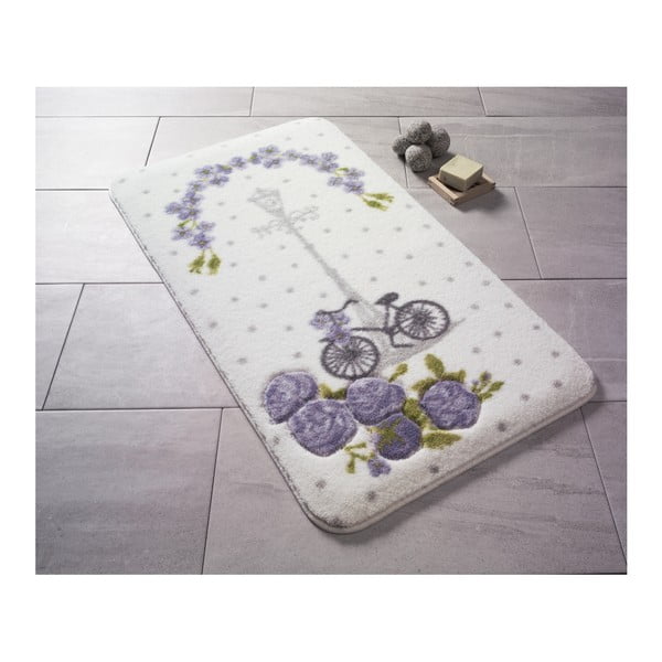 Bathmats Vintage Bike lila mintás fürdőszobai szőnyeg, 100 x 160 cm - Confetti