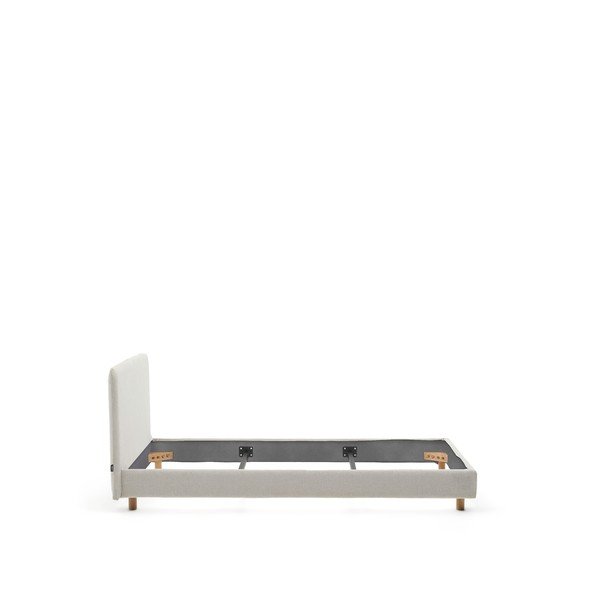 Szürke kárpitozott egyszemélyes ágy ágyrács nélkül 90x200 cm Valma – Kave Home-image-3