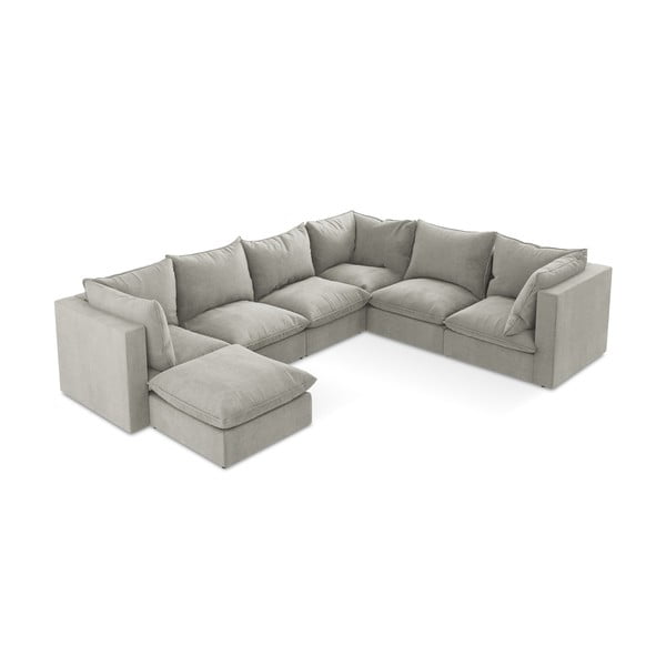 Világosszürke sarokkanapé (jobb oldali-U alakú) Manao – Makamii-image-1