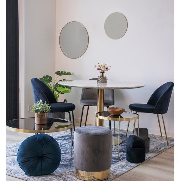 Kerek étkezőasztal márvány dekoros asztallappal ø 110 cm Bolzano – House Nordic-image-1