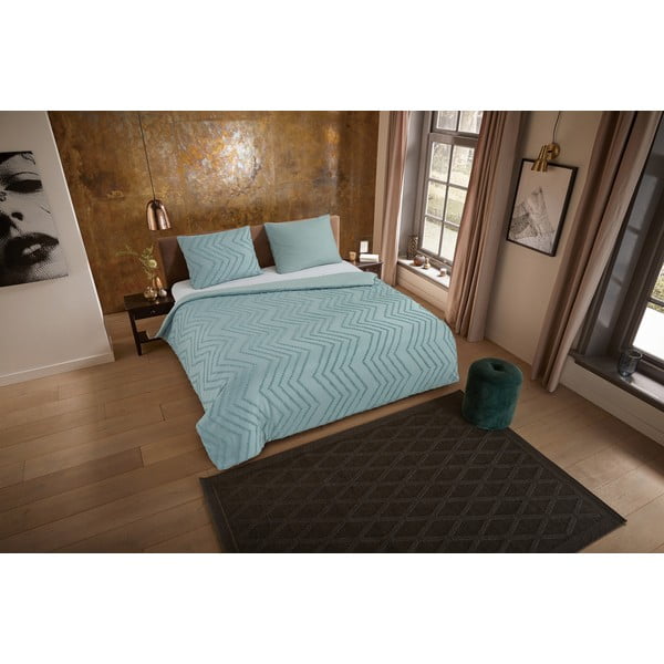 Világoszöld egyszemélyes hosszabbított mikroszálas ágyneműhuzat 140x220 cm Pure Zigzag – Good Morning-image-3