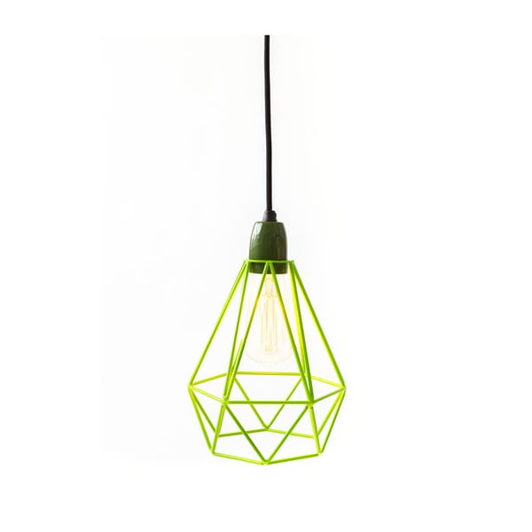 Diamond #1 lámpa zöld lámpabúrával és fekete kábellel - Filament Style