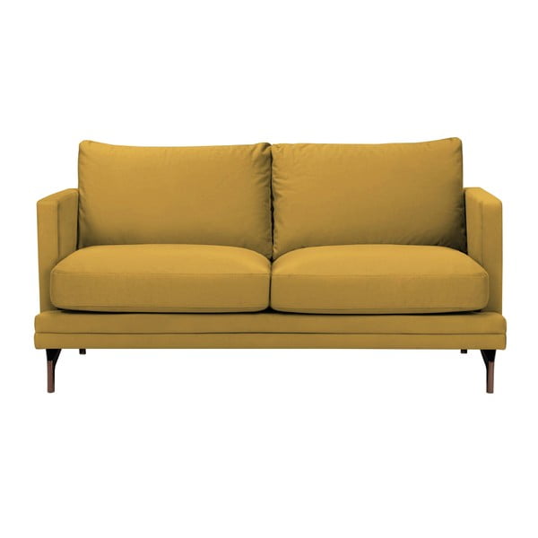 Jupiter sárga kétszemélyes kanapé, aranyszínű lábakkal - Windsor & Co Sofas
