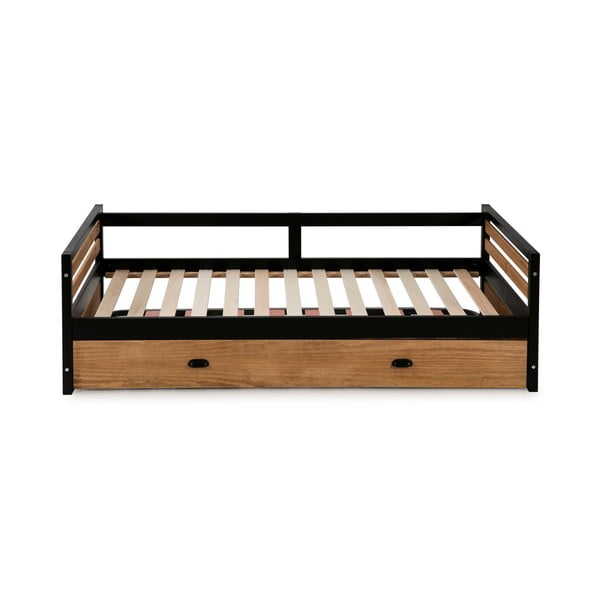 Manhattan barna-fekete gyerek ágy kihúzható résszel, 90 x 200 cm - Marckeric