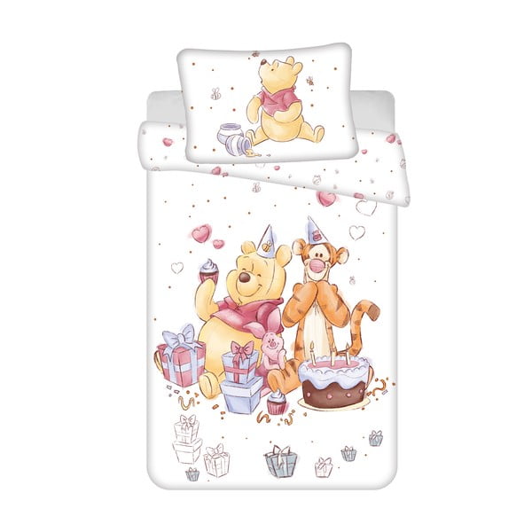 Fehér pamut gyerek ágyneműhuzat babaágyhoz 100x135 cm WTP "Birthday party" – Jerry Fabrics