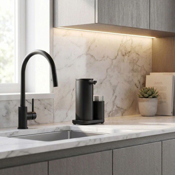 Matt fekete automata fém mosogatóeszköz tartó – simplehuman-image-1