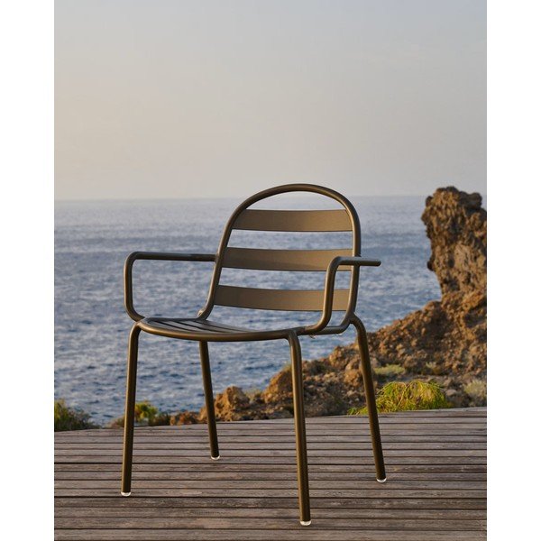 Sötétszürke fém kerti szék Joncols – Kave Home-image-1