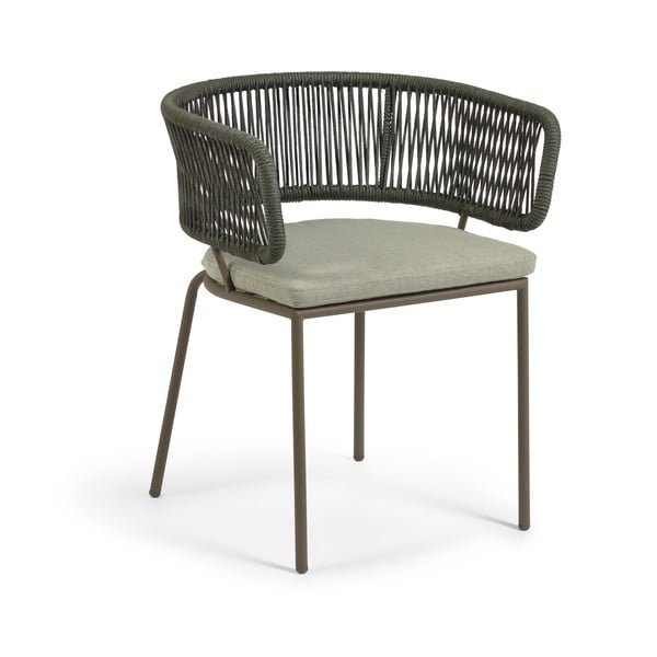 Nadin acélszerkezetű kerti szék zöld húrozással - Kave Home