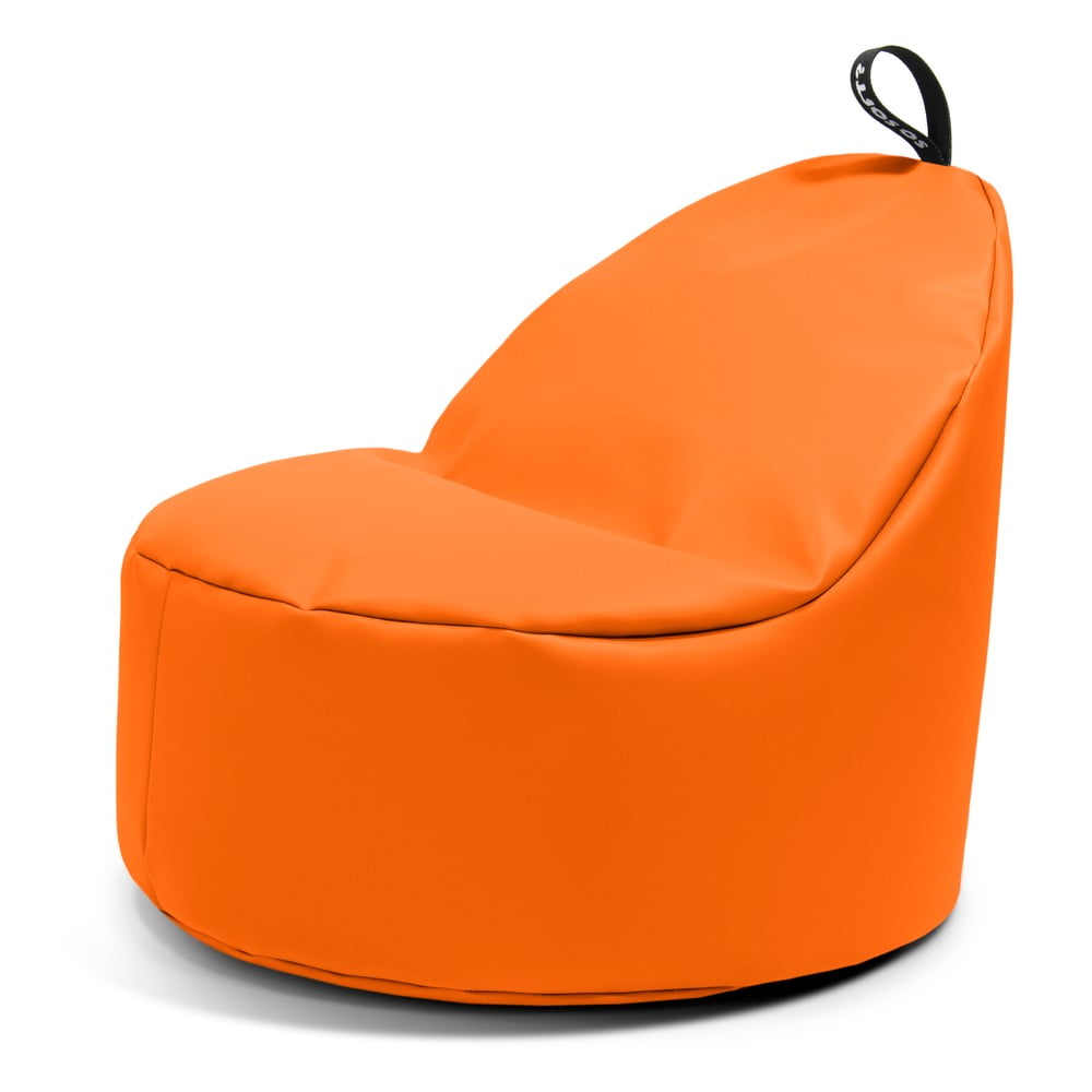 Narancssárga bőrutánzat gyerek babzsákfotel Round M  So Soft?