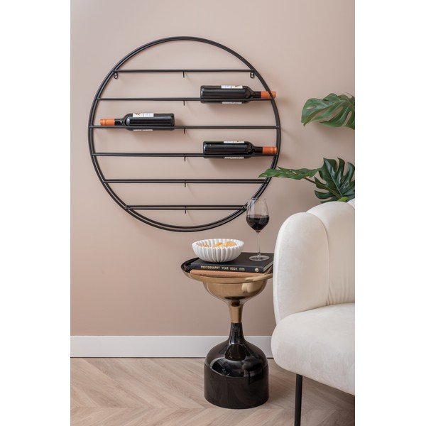 Fekete fali fém bortartó polcos állvány, palackok száma 12 80x80x9 cm Redondo – PT LIVING-image-1