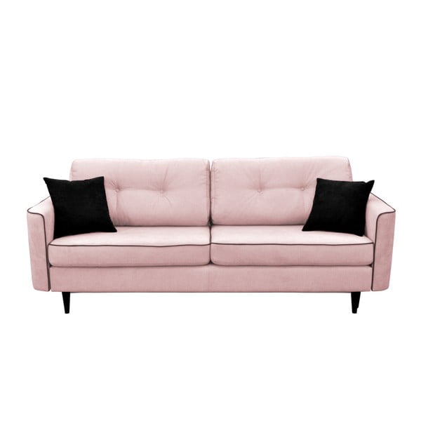Magnolia világos rózsaszín kinyitható kanapé fekete lábakkal - Mazzini Sofas