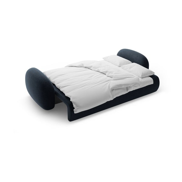 Sötétkék zsenília kinyitható-tárolóhelyes kanapé 262 cm Tonale – Cosmopolitan Design-image-4