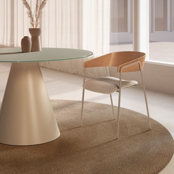 Világosszürke-natúr színű kárpitozott karfás étkezőfotel szett 2 db-os Cora – MOME-image-1