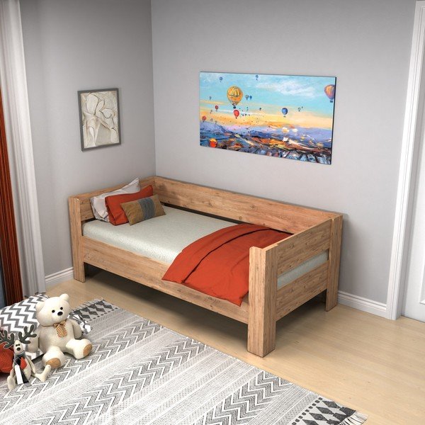 Natúr színű egyszemélyes ágy 90x190 cm Malina – Kalune Design-image-2