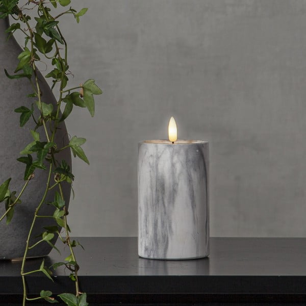 Flamme Marble szürke-fehér LED beton gyertya, magasság 15 cm - Star Trading