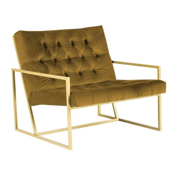 Bono mustársárga fotel aranyszínű konstrukcióval - Mazzini Sofas