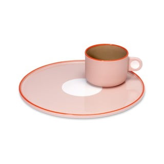 Greta rózsaszín agyagkerámia csésze és tányér, 250 ml - Remember