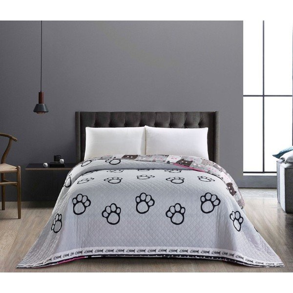 Cat Invasion kétoldalas mikroszálas szürke ágytakaró, 170 x 270 cm - DecoKing-image-1