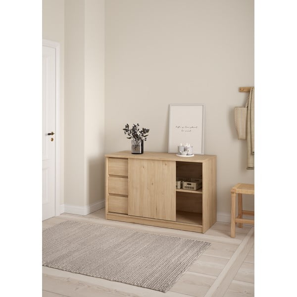 Natúr színű komód tolóajtóval tölgyfa dekorral 119x76x50 cm Naia – Tvilum-image-1