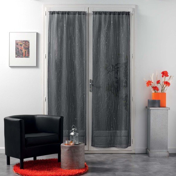 Antracitszürke átlátszó függöny szett 2 db-os 70x200 cm Filiane – douceur d'intérieur-image-2