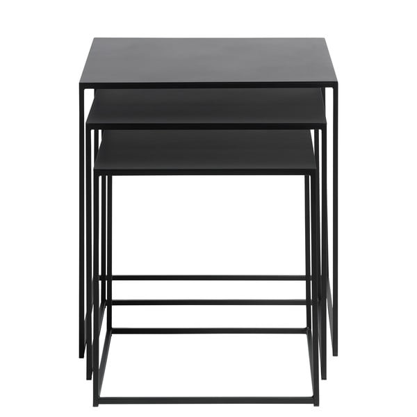 Fekete fém dohányzóasztal szett 3 db-os 50x50 cm Pebble – Unique Furniture-image-3