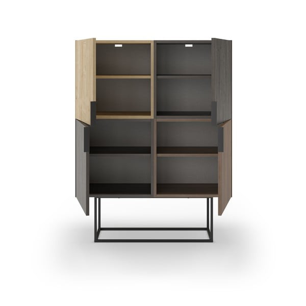 Barna-natúr színű szekrény tölgyfa dekorral 100x130 cm Titan – Marckeric-image-2